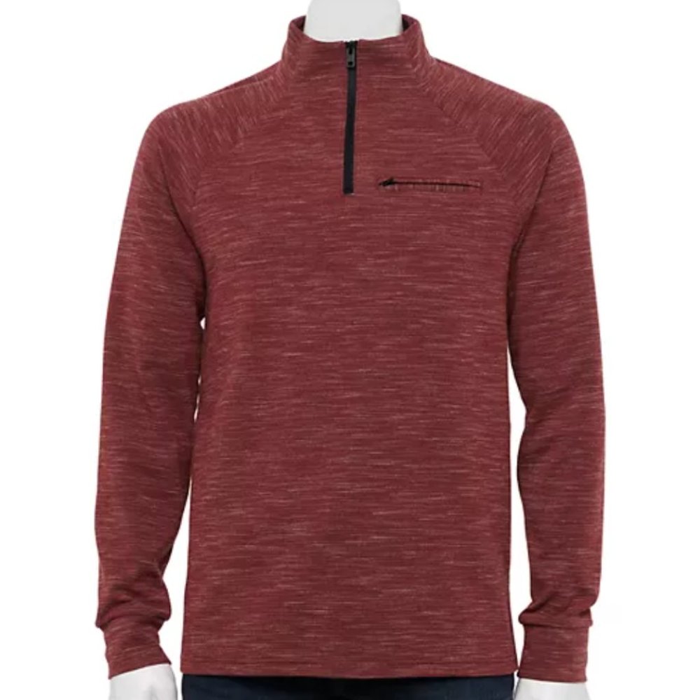 NWOT Men's Apt. 9® Ottoman Quarter-Zip 1/4 Zip Top Burgundy Red Large